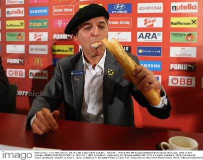 SOCCER - UEFA EURO EM Europameisterschaft Fussball 2016 quali, SWE vs AUT, preview VIENNA,AUSTRIA,09.SEP.15 - SOCCER - UEFA European Championship EM Europameisterschaft 2016, European Qualifiers, OEFB international match Länderspiel Sweden vs Austria, press conference PK Pressekonferenz of team AUT. Image shows head coach Marcel Koller (AUT). GEPAxpictures xChristianxOrt