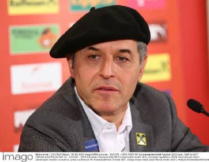 SOCCER - UEFA EURO EM Europameisterschaft Fussball 2016 quali, SWE vs AUT VIENNA,AUSTRIA,09.SEP.15 - SOCCER - UEFA European Championship EM Europameisterschaft 2016, European Qualifiers, OEFB international match Länderspiel Sweden vs Austria, press conference PK Pressekonferenz of team AUT. Image shows head coach Marcel Koller (AUT). GEPAxpictures xChristianxOrt