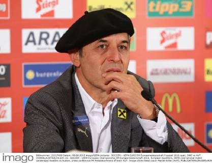 SOCCER - UEFA EURO EM Europameisterschaft Fussball 2016 quali, SWE vs AUT VIENNA,AUSTRIA,09.SEP.15 - SOCCER - UEFA European Championship EM Europameisterschaft 2016, European Qualifiers, OEFB international match Länderspiel Sweden vs Austria, press conference PK Pressekonferenz of team AUT. Image shows head coach Marcel Koller (AUT). GEPAxpictures xChristianxOrt
