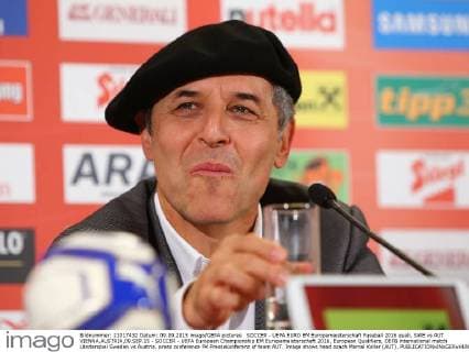SOCCER - UEFA EURO EM Europameisterschaft Fussball 2016 quali, SWE vs AUT VIENNA,AUSTRIA,09.SEP.15 - SOCCER - UEFA European Championship EM Europameisterschaft 2016, European Qualifiers, OEFB international match Länderspiel Sweden vs Austria, press conference PK Pressekonferenz of team AUT. Image shows head coach Marcel Koller (AUT). GEPAxpictures xChristianxOrt