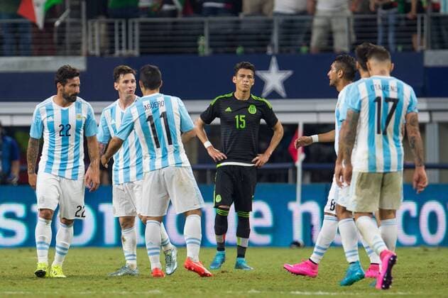 Festejo de Lionel Messi de Argentina 2-2. - Freundschaftsspiel Argentinien vs. Mexiko. Dallas