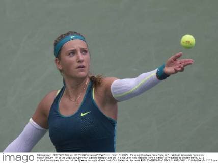 Sept. 9, 2015 - Flushing Meadows, New York, U.S - Victoria Azarenka during her match on Day Ten of the 2015 US Open with Simona Halep at the USTA Billie Jean King National Tennis Center on Wednesday September 9, 2015 in the Flushing neighborhood of the Queens borough of New York City. Halep vs. Azarenka - ZUMAp124