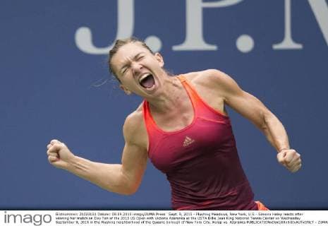 Sept. 9, 2015 - Flushing Meadows, New York, U.S - Simona Halep reacts after winning her match on Day Ten of the 2015 US Open with Victoria Azarenka at the USTA Billie Jean King National Tennis Center on Wednesday September 9, 2015 in the Flushing neighborhood of the Queens borough of New York City. Halep vs. Azarenka - ZUMAp124