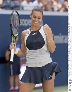 09 September 2015: Flavia Pennetta (ITA) celebrates defeating Petra Kvitova (CZE) 46, 64, 62 during their 4th round match of the 2015 US Open in Flushing Meadows, NY. TENNIS: SEP 09 US Open Icon1509091255 EDITORIAL USE ONLY