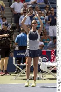 09 September 2015: Flavia Pennetta (ITA) celebrates defeating Petra Kvitova (CZE) 46, 64, 62 during their 4th round match of the 2015 US Open in Flushing Meadows, NY. TENNIS: SEP 09 US Open Icon1509091264 EDITORIAL USE ONLY