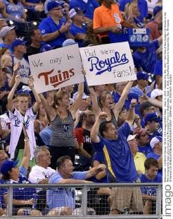 Sept. 9, 2015 - Kansas City, MO, USA - Twin fans of the Kansas City Royals in the fifth inning as the team plays host to the Minnesota Twins on Wednesday, Sept. 9, 2015, at Kauffman Stadium in Kansas City, Mo. Minnesota at Kansas City - ZUMAm67_