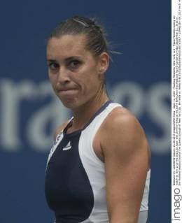 Sept. 11, 2015 - Flushing Meadows, New York, U.S - Flavia Pennetta during her match on Day 12 of the 2015 US Open with Simona Halep at the USTA Billie Jean King National Tennis Center on Friday September 11, 2015 in the Flushing neighborhood of the Queens borough of New York City. Pennetta vs. Halep - ZUMAp124