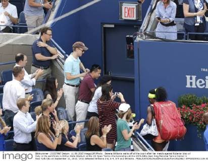 Serena Williams walks off of the court after her match against Roberta Vinci of Italy in the semifinals in Arthur Ashe Stadium at the US Open Tennis Championships at the USTA Billie Jean King National Tennis Center in New York City on September 11, 2015. Vinci defeated Williams 2-6, 6-4, 6-4 and Williams .  NYP20150911139 JOHNxANGELILLO