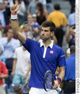 Novak Djokovic (SRB) jubelt nach seinem Sieg,Jubel,Emotion, Tennis - US Open 2015 - Grand Slam ITF ATP Tennis Herren WTA Tennis Damen - Flushing Meadows - New York - New York - USA - 11 September 2015. Juergen Hasenkopf