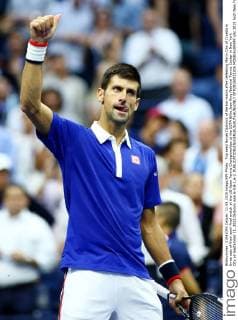 Top seed Novak Djokovic of Serbia reacts after defeating Marin Cilic of Croatia in three sets of their semi-final match at the US Open Tennis Championships at the USTA Billie Jean King National Tennis Center in New York City on September 11, 2015.Djokovic won 6-0,6-1,6-2.  NYP20150911326 MONIKAxGRAFF