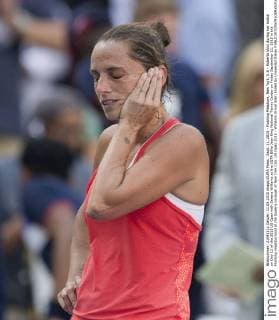 Sept. 11, 2015 - Flushing Meadows, New York, U.S - Roberta Vinci during her match on Day 12 of the 2015 US Open with Serena Williams at the USTA Billie Jean King National Tennis Center on Friday September 11, 2015 in the Flushing neighborhood of the Queens borough of New York City. US Open 2015 : Williams Grand Slam Ended by Unseeded Italian - ZUMAp124