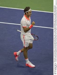 Sept. 11, 2015 - Flushing Meadows, New York, U.S - Roger Federer reacts after winning his match on Day 12 of the 2015 US Open with Stan Wawrinka at the USTA Billie Jean King National Tennis Center on Friday September 11, 2015 in the Flushing neighborhood of the Queens borough of New York City. Federer vs. Wawrinka - ZUMAp124