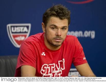Sept. 11, 2015 - Flushing Meadows, New York, U.S - Stan Wawrinka attends a press conference PK Pressekonferenz after his loss to Roger Federer on Day 12 of the 2015 US Open at the USTA Billie Jean King National Tennis Center on Friday September 11, 2015 in the Flushing neighborhood of the Queens borough of New York City. Federer vs. Wawrinka - ZUMAp124