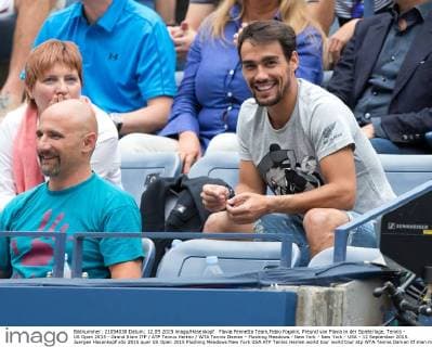 Flavia Pennetta Team,Fabio Fognini, Freund von Flavia in der Spielerloge, Tennis - US Open 2015 - Grand Slam ITF ATP Tennis Herren WTA Tennis Damen - Flushing Meadows - New York - New York - USA - 12 September 2015. Juergen Hasenkopf