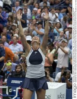 Sept. 12, 2015 - Flushing Meadows, New York, U.S - Flavia Pennetta wins her championship match on Day 13 of the 2015 US Open over Roberta Vinci at the USTA Billie Jean King National Tennis Center on Saturday September 12, 2015 in the Flushing neighborhood of the Queens borough of New York City. Pennetta won by a score of 7-6(7-4), 6-2. Pennetta vs. Vinci - ZUMAp124
