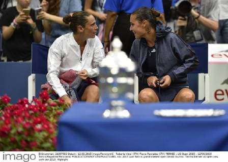 Roberta Vinci (ITA) Flavia Pennetta (ITA) TENNIS : US Open 2015 - 12 09 2015 TennisMagazine Panoramic 