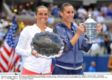 Roberta Vinci (ITA) Flavia Pennetta (ITA) TENNIS : US Open 2015 - 12 09 2015 TennisMagazine Panoramic 