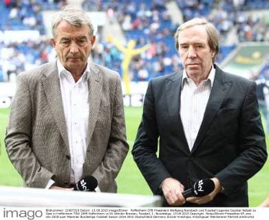 Hoffenheim DFB Praesident Wolfgang Niersbach und Fussball Legende Guenter Netzer zu Gast in Hoffenheim TSG 1899 Hoffenheim vs SV Werder Bremen, Fussball, 1. Bundesliga, 13.09.2015 Copyright: Neisx Eibner-Pressefoto EP_ans