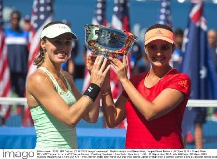 Martina Hingis und Sania Mirza, Doppel Finale Tennis - US Open 2015 - Grand Slam ITF ATP Tennis Herren WTA Tennis Damen - Flushing Meadows - New York - New York - USA - 13 September 2015.