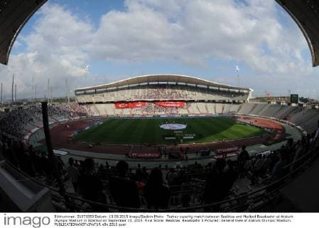 Turkey superlig match between Besiktas and Medipol Basaksehir at Ataturk Olympic Stadium in Istanbul on September 13, 2015. Final Score: Besiktas Basaksehir 0 Pictured: General View of Ataturk Olympic Stadium. 