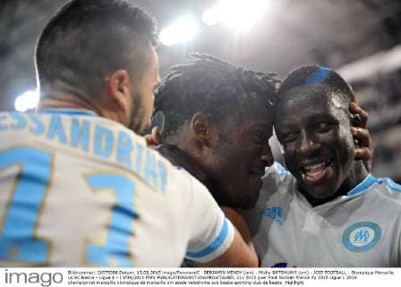 BENJAMIN MENDY (om) - Michy BATSHUAYI (om) - JOIE FOOTBALL : Olympique Marseille vs SC Bastia - Ligue 1 - 13 09 2015 FEPx 
