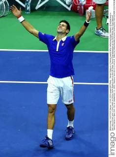 Novak Djokovic of Serbia reacts after defeating Roger Federer of Switzerland in four sets of their men s final match at Arthur Ashe Stadium during the US Open Tennis Championships at the USTA Billie Jean King National Tennis Center in New York City on September 13, 2015. Djokovic won 6-4,5-7,6-4,6-4.  NYP20150913323 MONIKAxGRAFF