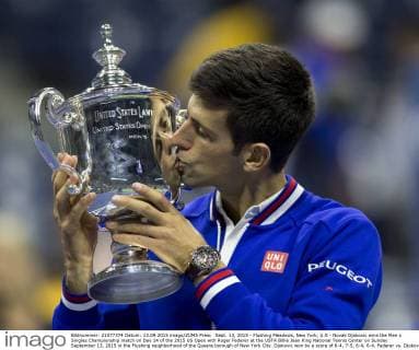 Sept. 13, 2015 - Flushing Meadows, New York, U.S - Novak Djokovic wins the Men s Singles Championship match on Day 14 of the 2015 US Open with Roger Federer at the USTA Billie Jean King National Tennis Center on Sunday September 13, 2015 in the Flushing neighborhood of the Queens borough of New York City. Djokovic won by a score of 6-4, 7-5, 6-4, 6-4. Federer vs. Djokovic - ZUMAp124
