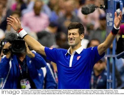 Novak Djokovic (SRB) jubelt nach seinem Sieg,Jubel,Emotion, Endspiel,Final, Tennis - US Open 2015 - Grand Slam ITF ATP Tennis Herren WTA Tennis Damen - Flushing Meadows - New York - New York - USA - 13 September 2015.