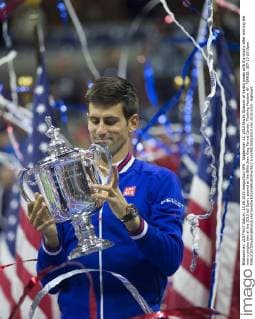September 13, 2015 Novak Djokovic of Serbia poses with the trophy after winning the men s singles title at the 2015 US Open, played at the Billie Jean King Tennis Center, Flushing Meadow NY. TENNIS: SEP 13 US Open Icon250150913023 EDITORIAL USE ONLY