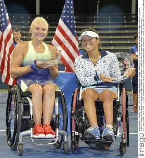 Kamiji runner-up in U.S. Open wheelchair women s final Japan s Yui Kamiji (R) and Britain s Jordanne Whiley pose for a photo with their trophies at the victory ceremony after the wheelchair women s singles final at the U.S. Open in New York on Sept. 13, 2015. Whiley won 6-4, 0-6, 6-1. 