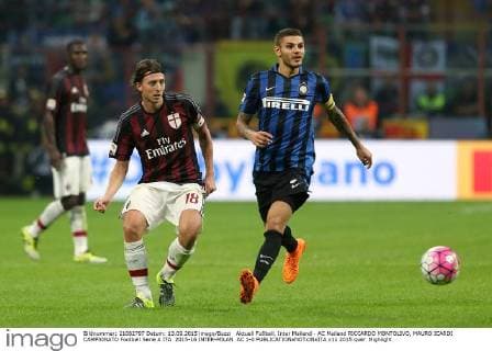 Aktuell Fußball, Inter Mailand - AC Mailand RICCARDO MONTOLIVO, MAURO ICARDI CAMPIONATO Football Serie A ITA 2015-16 INTER-MILAN AC 1-0