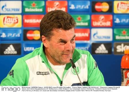 Trainer Dieter Hecking (VfL Wolfsburg) - Champions League Gruppe B Saison 2015-2016 Pressekonferenz VfL Wolfsburg vs. ZSKA Moskau in der Volkswagen Arena in Wolfsburg - Einzelbild,Deutschland, Fussball, Mann,Männer,14.09.2015