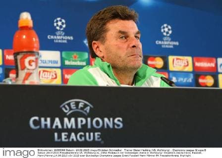 Trainer Dieter Hecking (VfL Wolfsburg) - Champions League Gruppe B Saison 2015-2016 Pressekonferenz VfL Wolfsburg vs. ZSKA Moskau in der Volkswagen Arena in Wolfsburg - Einzelbild,Deutschland, Fussball, Mann,Männer,14.09.2015