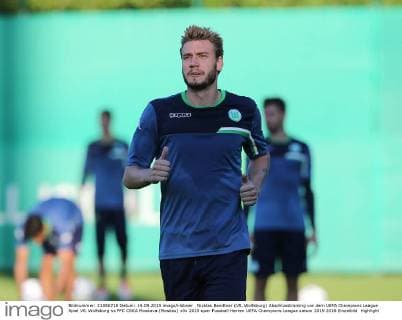 Nicklas Bendtner (VfL Wolfsburg) Abschlusstraining vor dem UEFA Champions League Spiel VfL Wolfsburg vs PFC CSKA Moskava (Moskau)