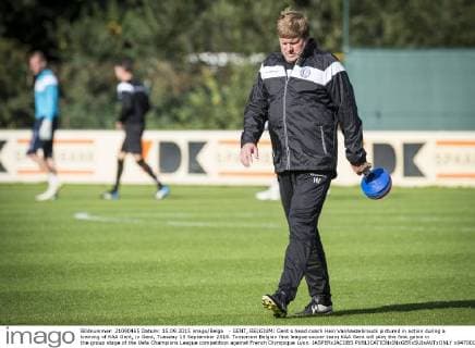 - GENT, BELGIUM: Gent s head coach Hein Vanhaezebrouck pictured in action during a training of KAA Gent, in Gent, Tuesday 15 September 2015. Tomorrow Belgian first league soccer team KAA Gent will play the first game in the group stage of the Uefa Champions League competition against French Olympique Lyon. JASPERxJACOBS  x04700149x