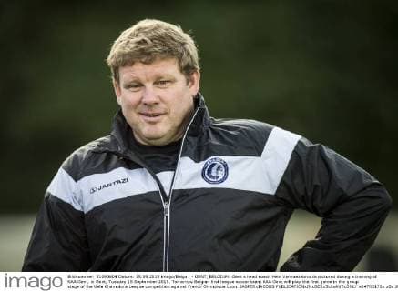 - GENT, BELGIUM: Gent s head coach Hein Vanhaezebrouck pictured during a training of KAA Gent, in Gent, Tuesday 15 September 2015. Tomorrow Belgian first league soccer team KAA Gent will play the first game in the group stage of the Uefa Champions League competition against French Olympique Lyon. JASPERxJACOBS  x04700178x