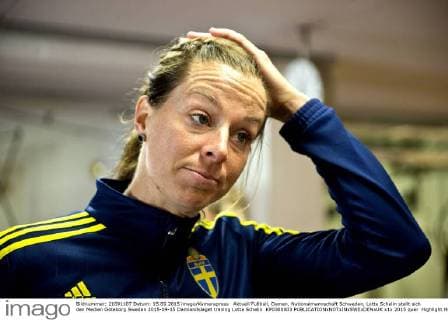 Aktuell Fußball, Damen, Nationalmannschaft Schweden, Lotta Schelin stellt sich den Medien Göteborg Sweden 2015-09-15 Damlandslaget träning Lotta Schelin KP0300003 