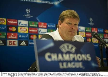 - GENT, BELGIUM: Gent s head coach Hein Vanhaezebrouck pictured during a press conference PK Pressekonferenz of KAA Gent, in Gent, Tuesday 15 September 2015. Tomorrow Belgian first league soccer team KAA Gent will play the first game in the group stage of the Uefa Champions League competition against French Olympique Lyon. JASPERxJACOBS  x04700215x