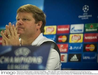- GENT, BELGIUM: Gent s head coach Hein Vanhaezebrouck pictured during a press conference PK Pressekonferenz of KAA Gent, in Gent, Tuesday 15 September 2015. Tomorrow Belgian first league soccer team KAA Gent will play the first game in the group stage of the Uefa Champions League competition against French Olympique Lyon. JASPERxJACOBS  x04700226x