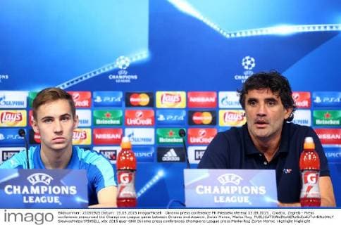 Dinamo press conference PK Pressekonferenz 15.09.2015., Croatia, Zagreb - Press conference announced the Champions League game between Dinamo and Arsenal. Zoran Mamic, Marko Rog.  SlavkoxMidzor PIXSELL