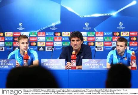 Dinamo press conference PK Pressekonferenz 15.09.2015., Croatia, Zagreb - Press conference announced the Champions League game between Dinamo and Arsenal.Zoran Mamic, Domagoj Antolic, Marko Rog.  SlavkoxMidzor PIXSELL
