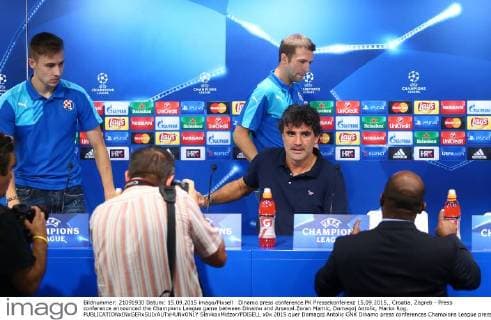 Dinamo press conference PK Pressekonferenz 15.09.2015., Croatia, Zagreb - Press conference announced the Champions League game between Dinamo and Arsenal.Zoran Mamic, Domagoj Antolic, Marko Rog.  SlavkoxMidzor PIXSELL