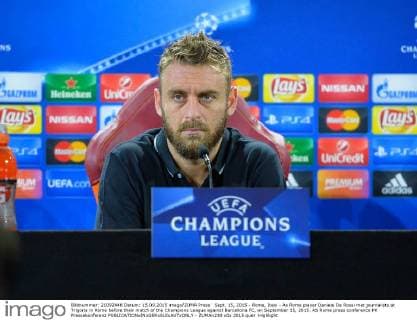 Sept. 15, 2015 - Rome, Italy - As Rome player Daniele De Rossi met journalists at Trigoria in Rome before their match of the Champions League against Barcellona FC, on September 15, 2015. AS Rome press conference PK Pressekonferenz  - ZUMAn230