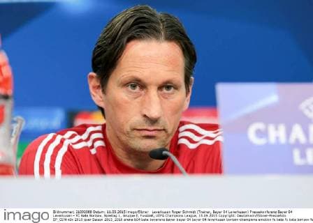 Leverkusen Roger Schmidt (Trainer, Bayer 04 Leverkusen) Pressekonferenz Bayer 04 Leverkusen - FC Bate Borisov, Spieltag 1, Gruppe E, Fussball, UEFA Champions League, 15.09.2015 Copyright: Deutzmann Eibner-Pressefoto EP_CDN