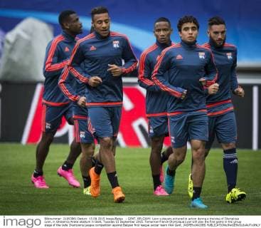 - GENT, BELGIUM: Lyon s players pictured in action during a training of Olympique Lyon, in Ghelamco Arena stadium in Gent, Tuesday 15 September 2015. Tomorrow French Olympique Lyon will play the first game in the group stage of the Uefa Champions League competition against Belgian first league soccer team KAA Gent. JASPERxJACOBS  x04700493x