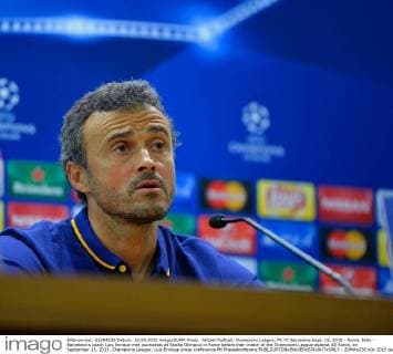 Aktuell Fußball, Champions League, PK FC Barcelona Sept. 15, 2015 - Rome, Italy - Barcelona s coach Luis Enrique met journalists at Stadio Olimpico in Rome before their match of the Champions League against AS Roma, on September 15, 2015. Champions League: Luis Enrique press conference PK Pressekonferenz  - ZUMAn230