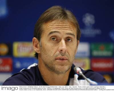 Sept. 15, 2015 - Kiev, Ukraine - Porto s head coach Julen Lopetegui attends a press conference PK Pressekonferenz in Kiev, Ukraine, 15 September 2015. Porto will face Dynamo Kyiv in an UEFA Champions League Group G soccer match in Kiev on 16 September 2015. UKRAINE SOCCER UEFA CHAMPIONS LEAGUE - ZUMAg194