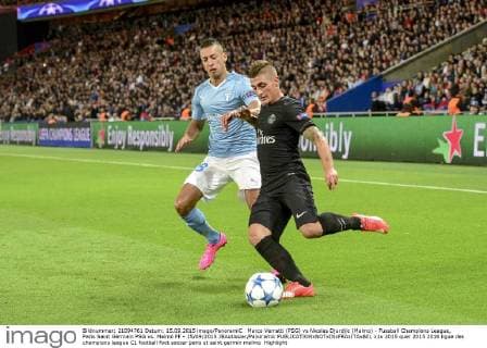 Marco Verratti (PSG) vs Nicolas Djurdjic (Malmo) - Fussball Champions League, Paris Saint Germain PSG vs. Malmö FF - 15 09 2015 JBAutissier Panoramic 
