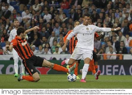 Soccer match between Real Madrid and Shakhtar Donetsk of the 2015 2016 Champions League, held at the Santiago Bernabeu stadium, in Madrid 09 15 2015. Cristiano Ronaldo 