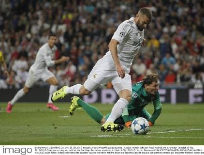Soccer match between Real Madrid and Shakhtar Donetsk of the 2015 2016 Champions League, held at the Santiago Bernabeu stadium, in Madrid 09 15 2015. Karim Benzema 
